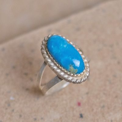 Oval turquoise ring w/ split wire shank