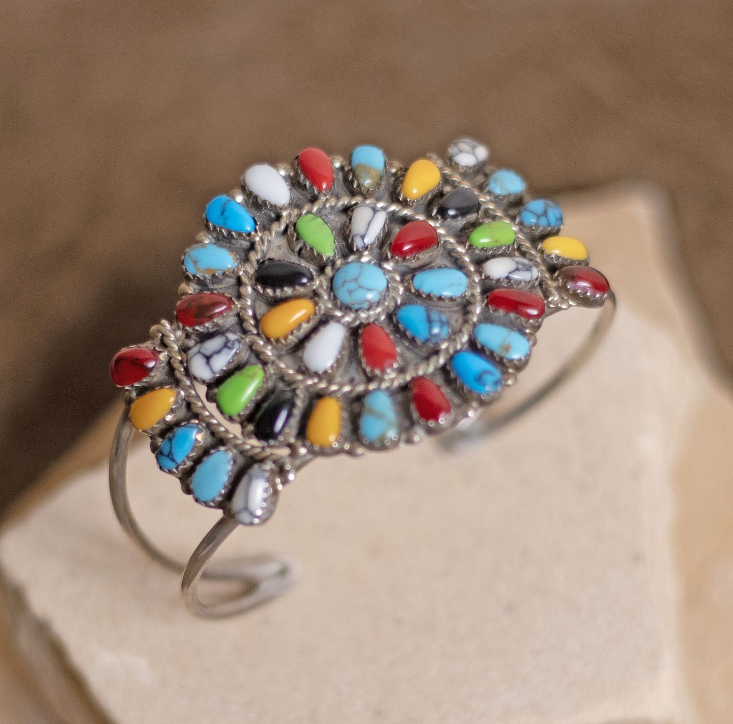 Large Pawn Petit point Turquoise Navajo Bracelet