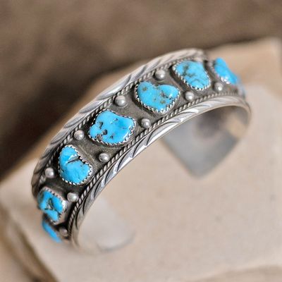 8-stone traditonal Navajo bracelet