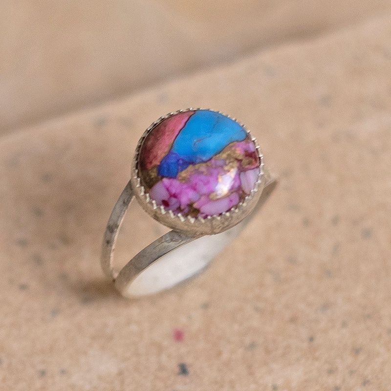 Small ring w/rainbow composite stone