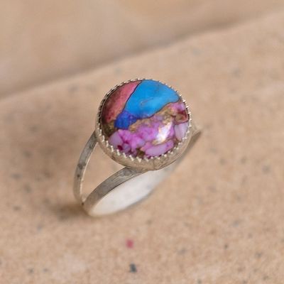 Small ring w/rainbow composite stone