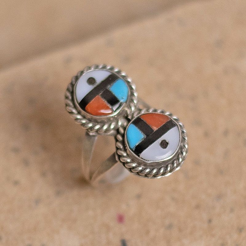 Double SunFace Zuni inlay ring