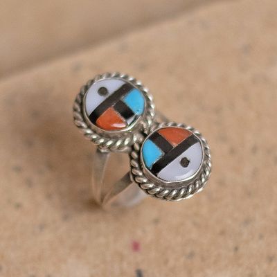 Double SunFace Zuni inlay ring
