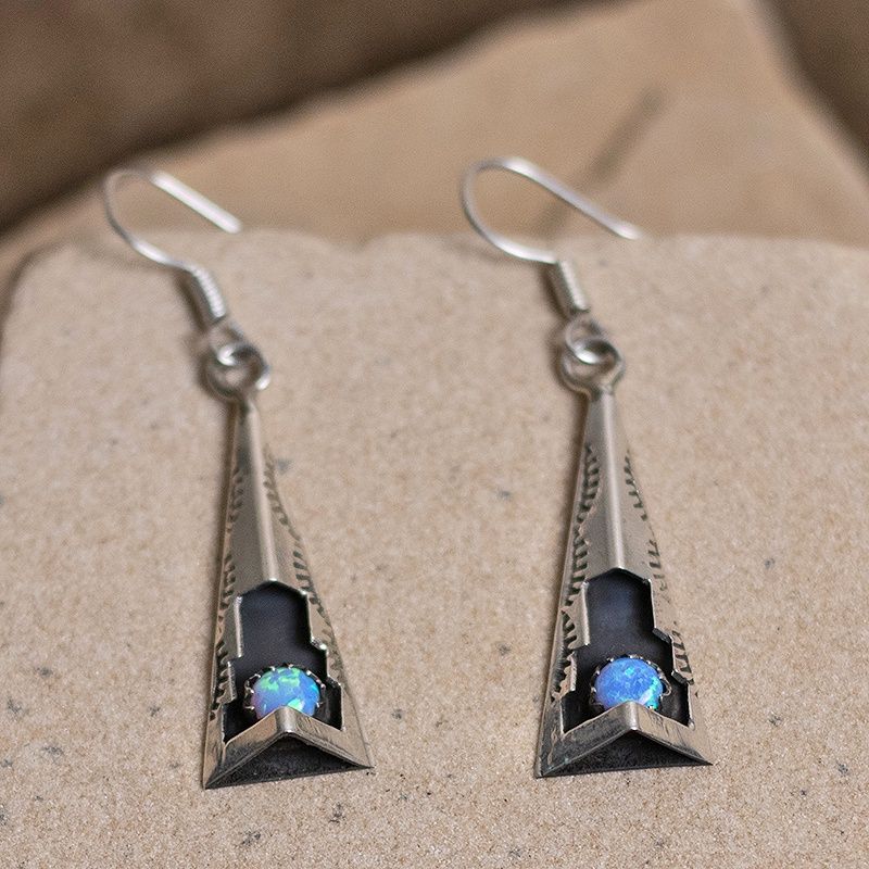 Small oval shadow box dangle earrings