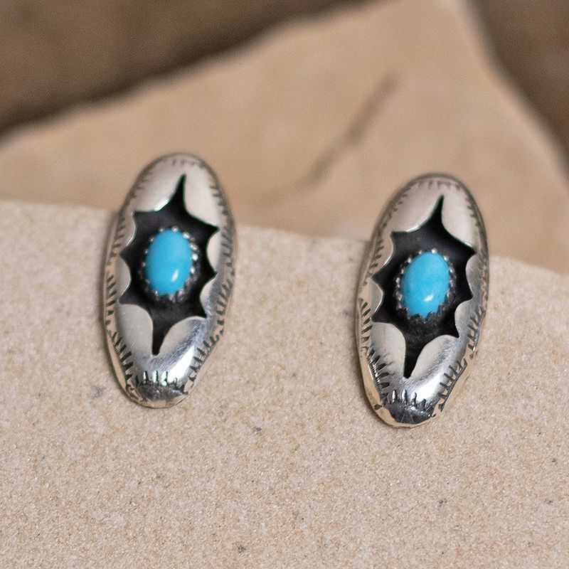 Small oval shadow box earrings