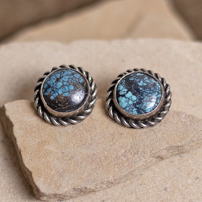 Spider web turquoise earrings