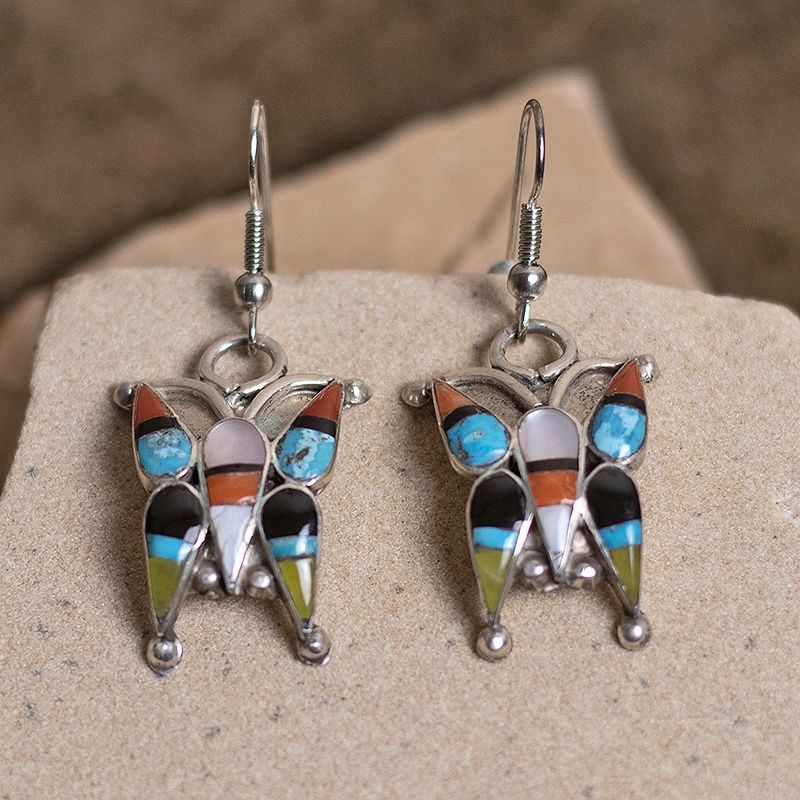 Zuni butterfly dangle earrings
