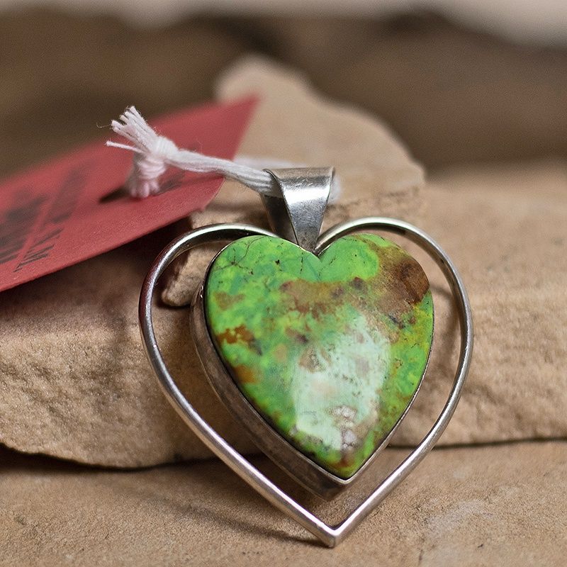 Green turquoise heart pendant