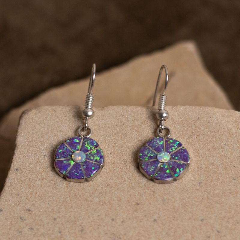 Small flower earrings w/ cultured opals