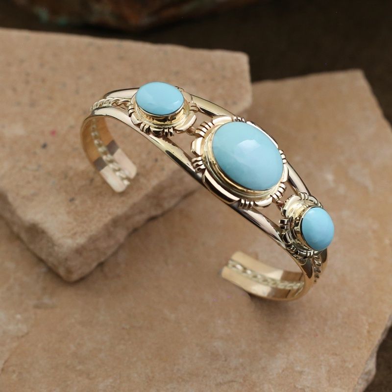 14kt Gold Sleeping Beauty turquoise bracelet