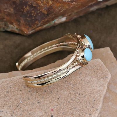 14kt Gold Sleeping Beauty turquoise bracelet
