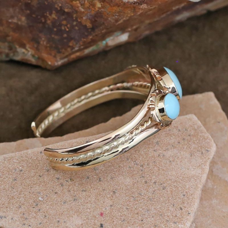 14kt Gold Sleeping Beauty turquoise bracelet