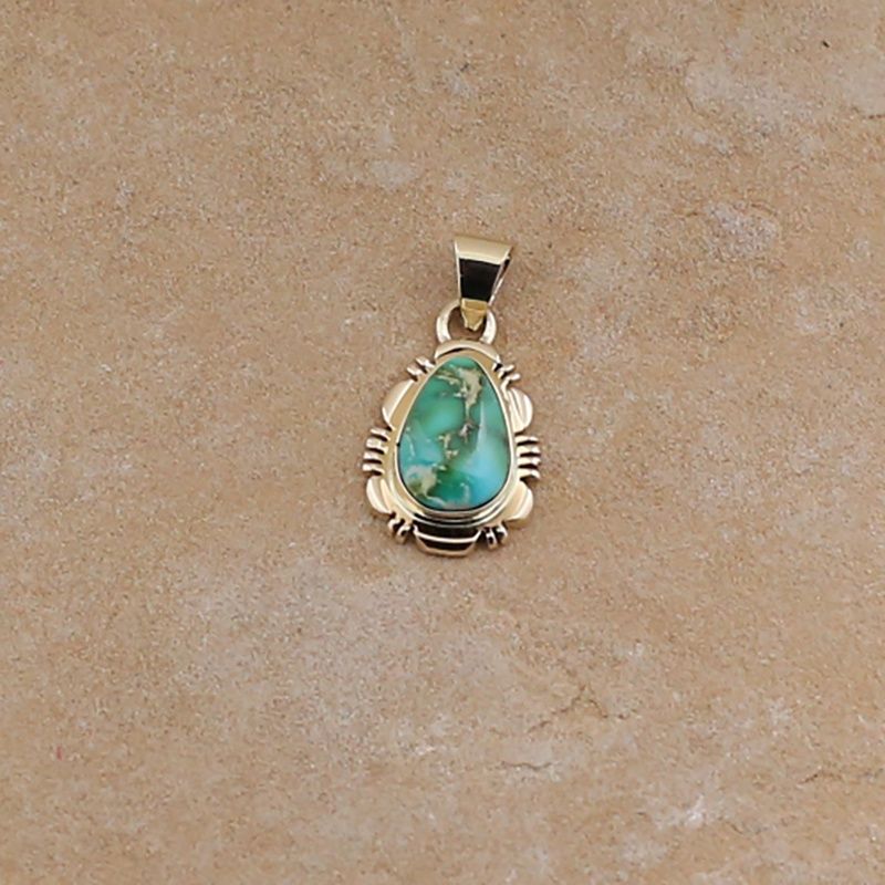 Small 14kt gold pendant w/ Sonoran Gold turquoise
