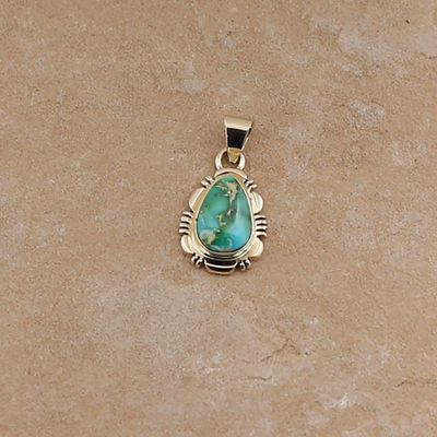Small 14kt gold pendant w/ Sonoran Gold turquoise