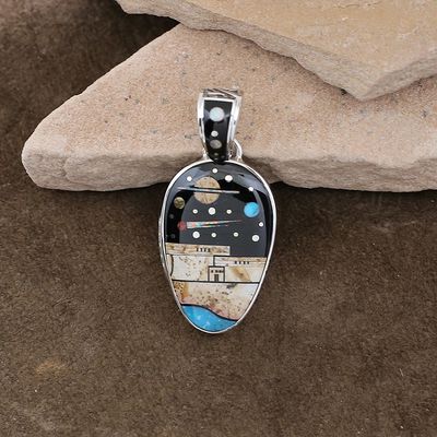 Large Night Sky reversible inlay pendant