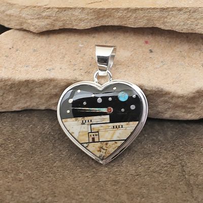 Night Sky inlay heart pendant