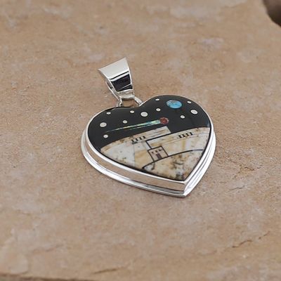 Night Sky inlay heart pendant