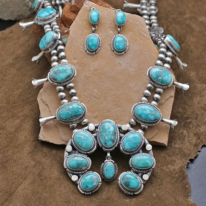 Large Turquoise Squash Blossom- Thomas Francisco