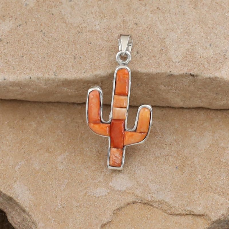 Large Cactus reversible pendant-Orange spiny oyster shellr