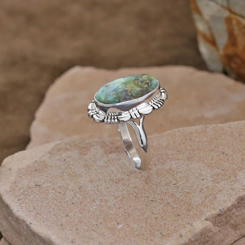 Small oval Sonoran gold turquoise ring