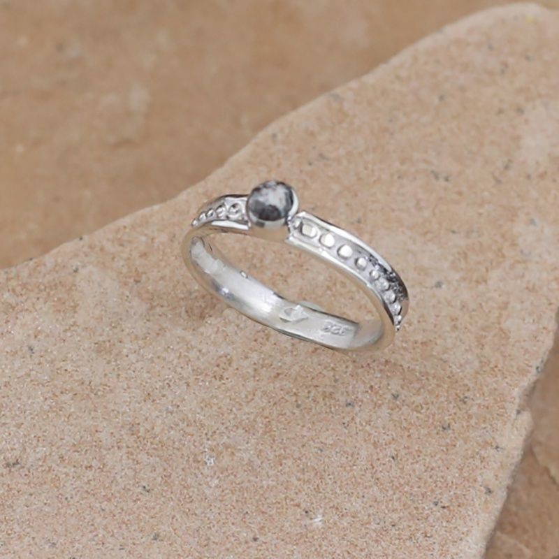 Thin silver ring w/ White Buffalo stone