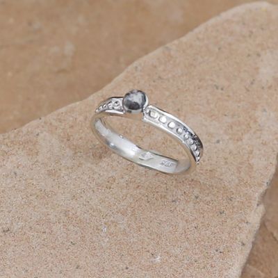 Thin silver ring w/ White Buffalo stone