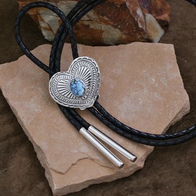 Heart bolo tie w/ Golden Hills turquoise