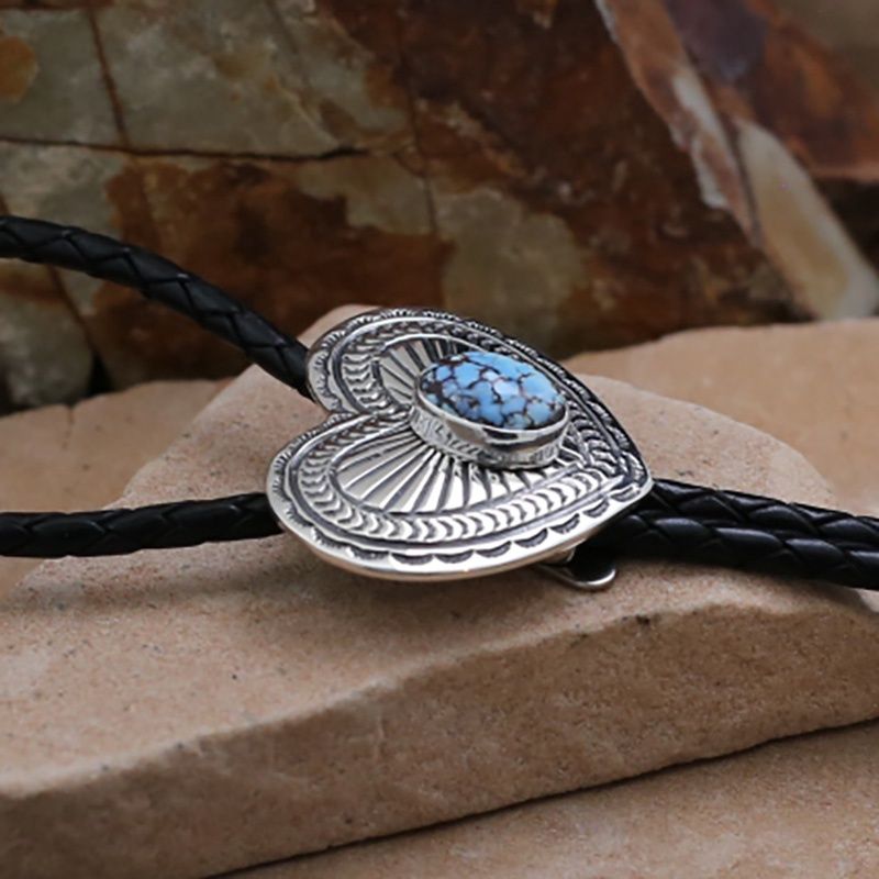 Heart bolo tie w/ Golden Hills turquoise