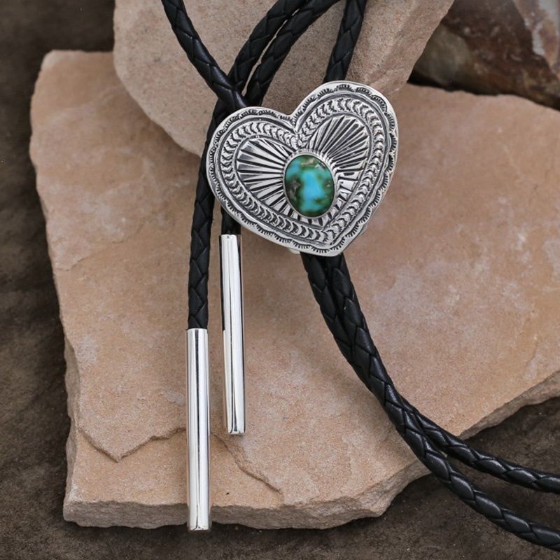 Heart bolo tie w/ Sonoran Gold turquoise