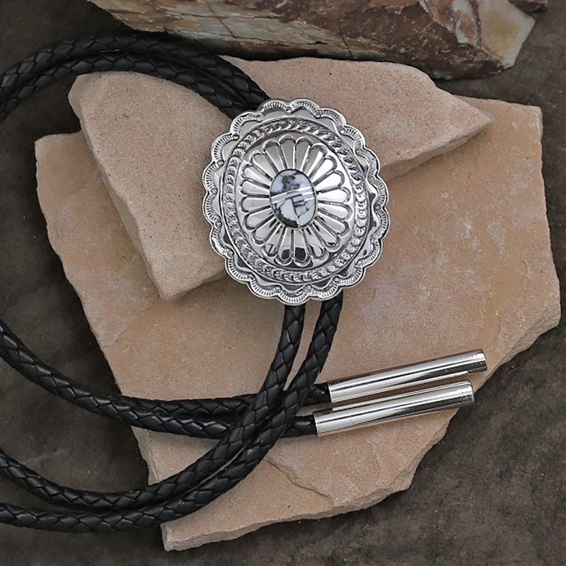 Concho bolo tie w/ White Buffalo stone