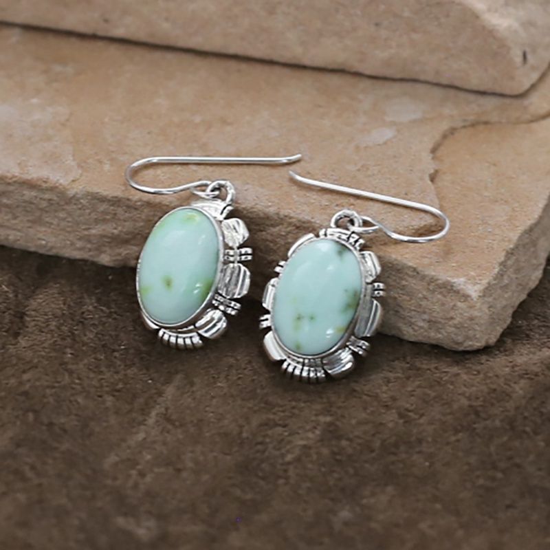 Oval dangle earrings w/ Palomino turquoise