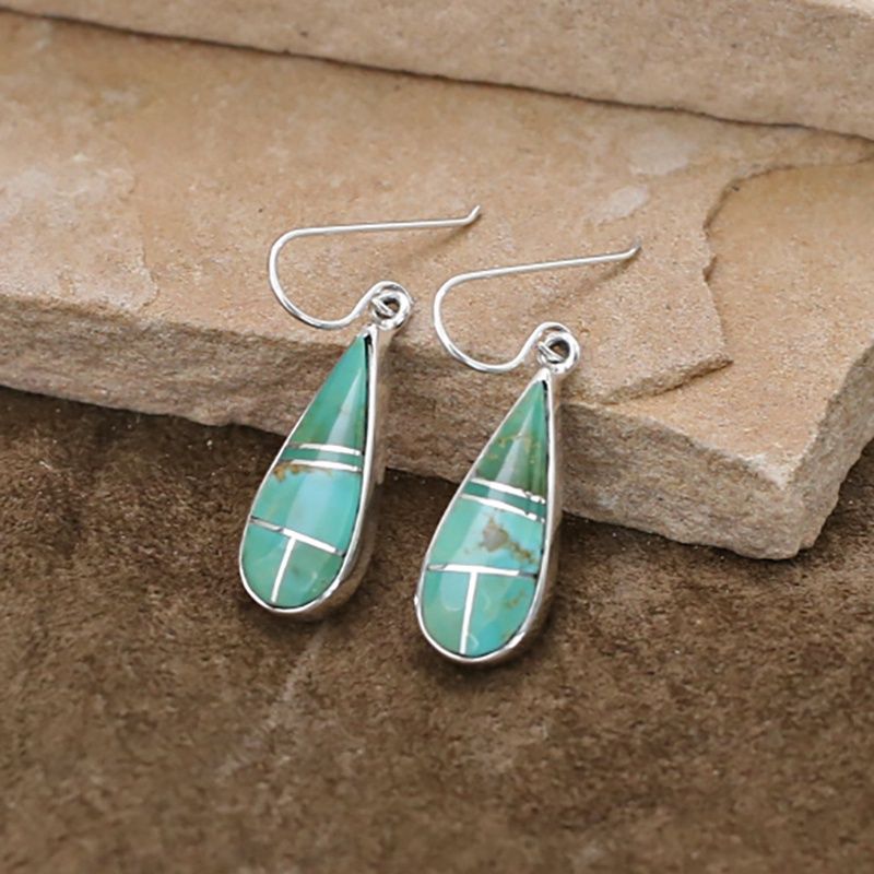 Tear drop inlay earrings