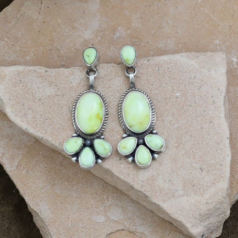 Navajo cluster dangle earring w/ Palomino turquoise