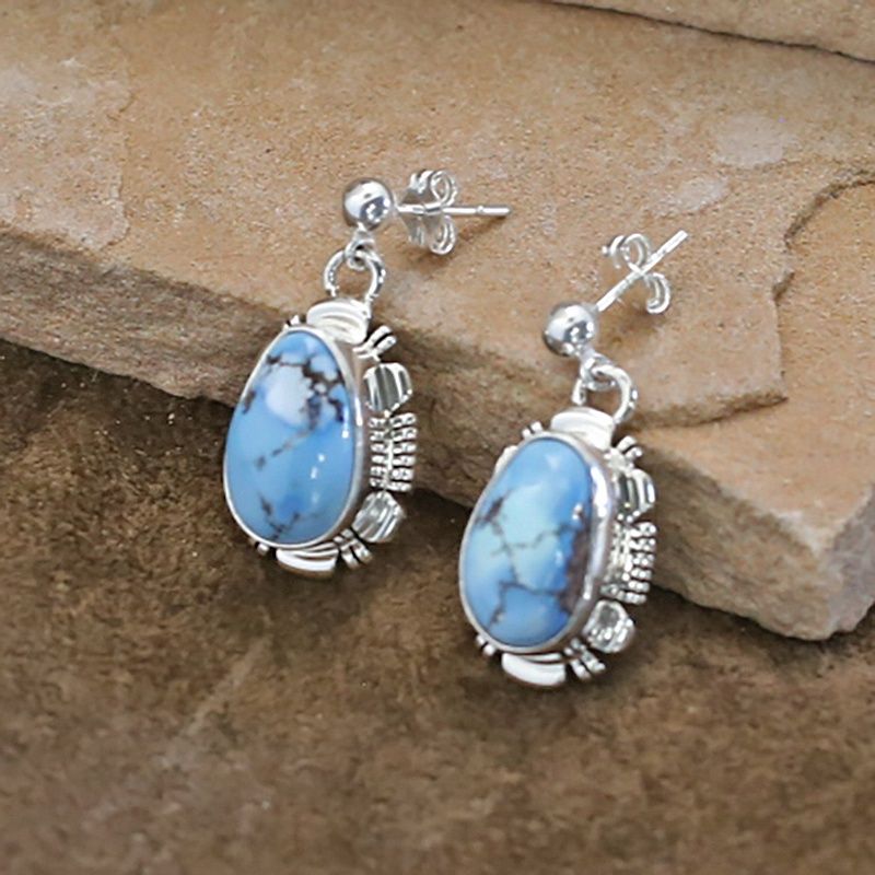 Dangle earrings w/ oval Golden hills turquoise