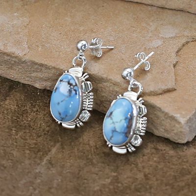 Dangle earrings w/ oval Golden hills turquoise