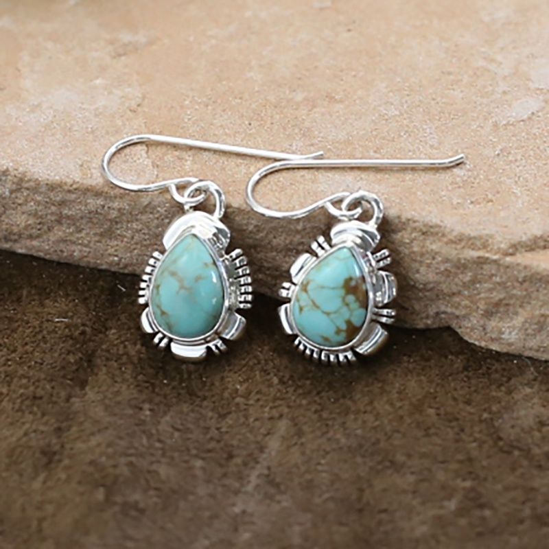 Small tear drop dangle turquoise earrings