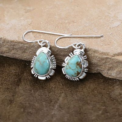 Small tear drop dangle turquoise earrings