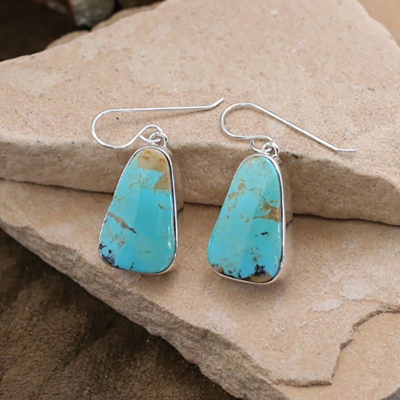 Medium irregular shaped dangle earrings-turquoise