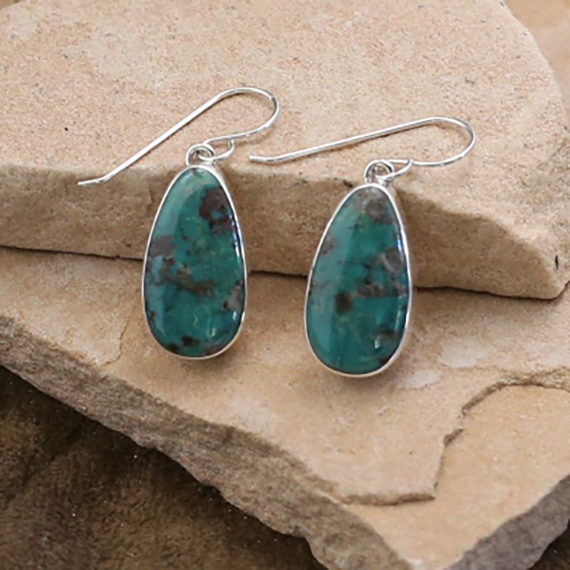 Medium tear drop dangle earrings-turquoise