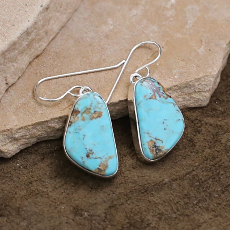 Medium irregular shaped dangle turquoise earrings