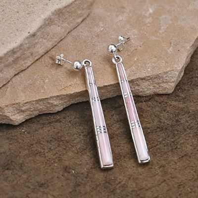 Thin inlay Pink Conch shell earrings