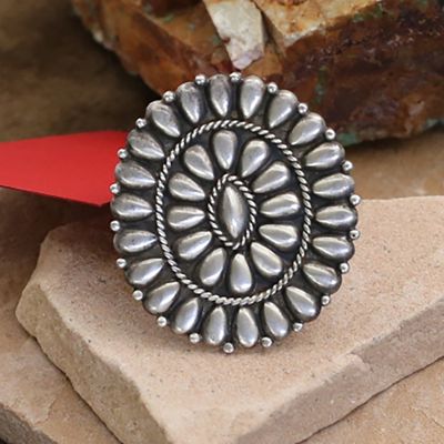 Large silver cluster ring- Pawn Jewelry
