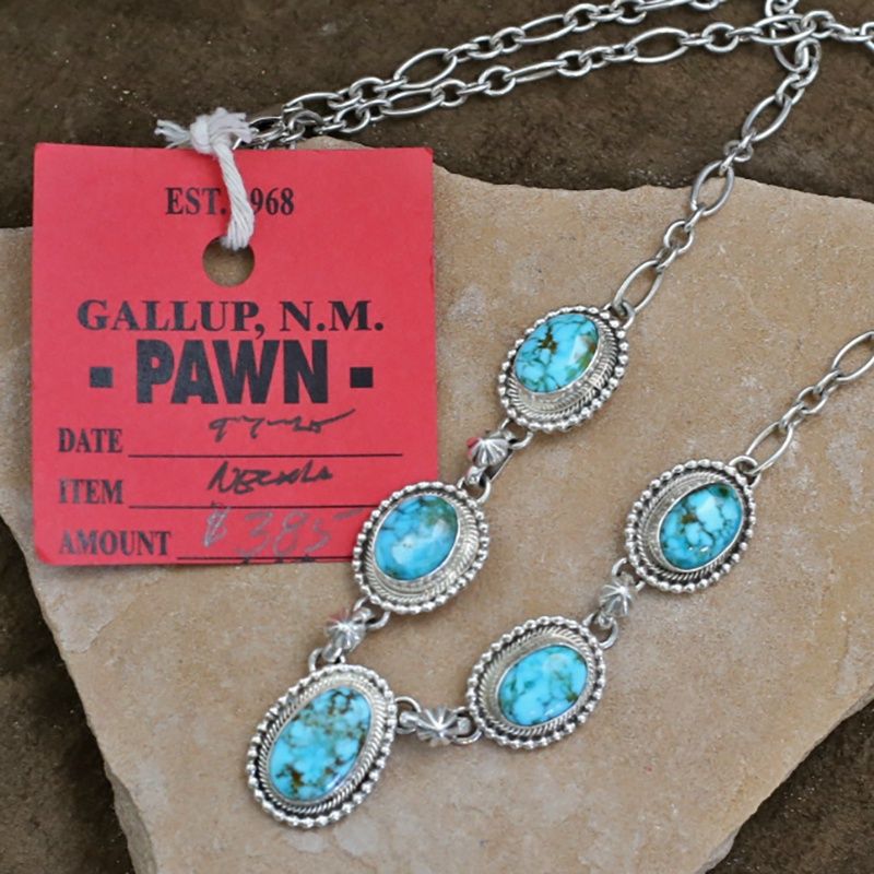 5-stone Navajo necklace-Pawn Jewelry