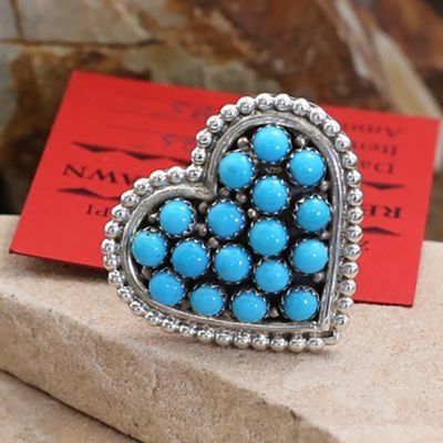 Navajo heart ring w/ turquoise cluster-Pawn Jewelry