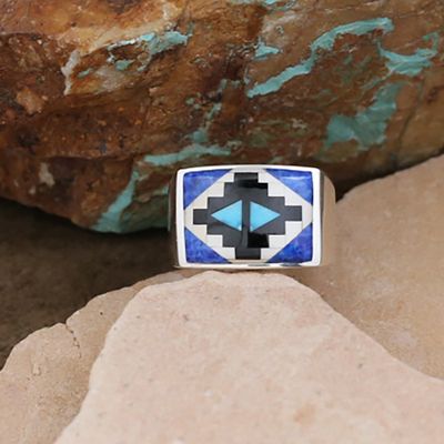 Large blue rug pattern ring- Fred Beagy