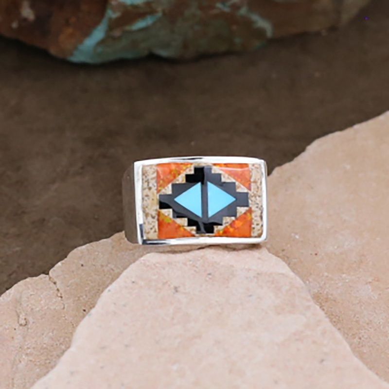 Large red rug pattern ring-Randy James