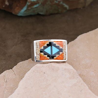 Large red rug pattern ring-Randy James