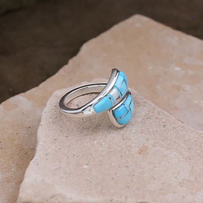 Turquoise inlay adjustable ring