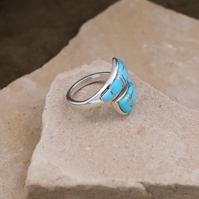 Adjustable turquoise inlay ring