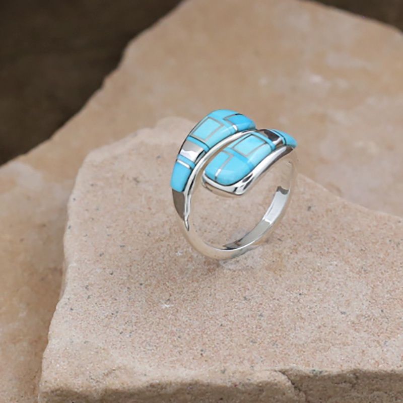 Turquoise inlay adjustable ring